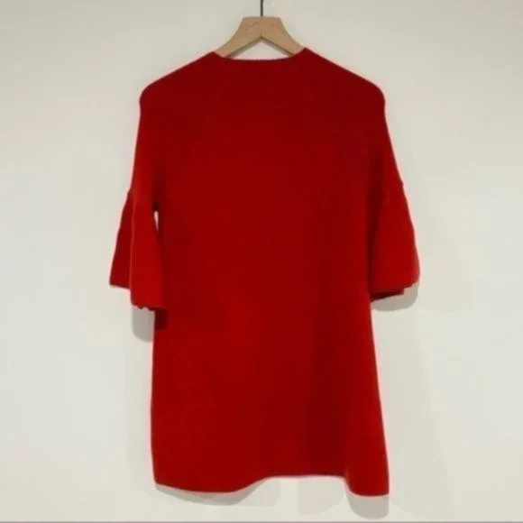 Anthropologie Moth Chester Bell Sleeve Red Mid Length Dress Size Small - Picture 4 of 10